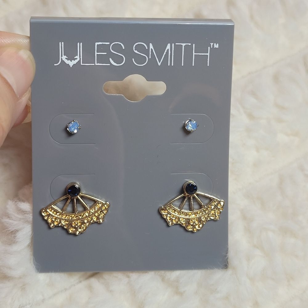 Gold and Blue Earrings Set